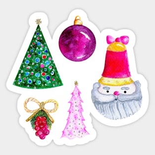 Santa Claus Ornaments and Christmas Trees Sticker